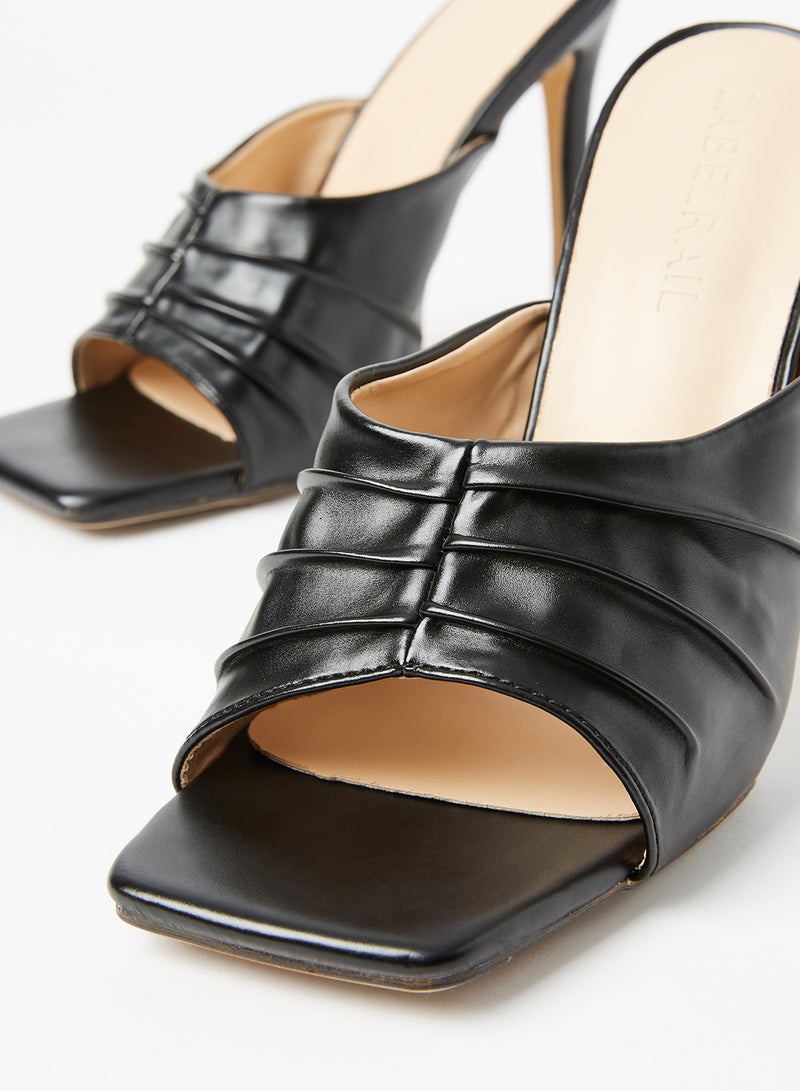 LABEL RAIL - Faux Leather High Heel Mules Black - Image 1