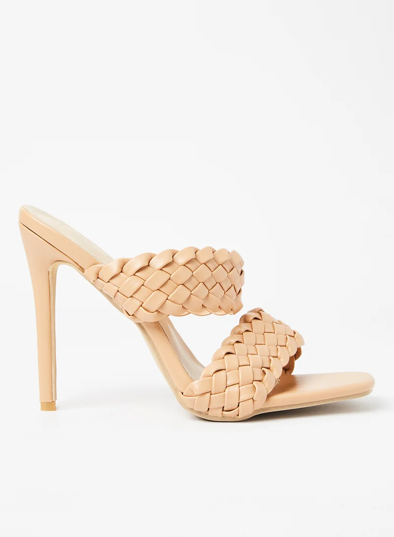 LABEL RAIL Weave Detail Sandals Nude