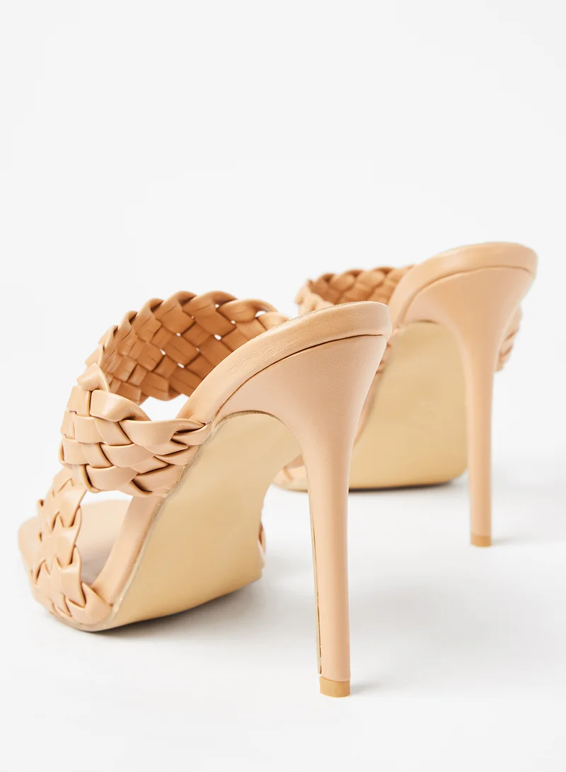 LABEL RAIL Weave Detail Sandals Nude