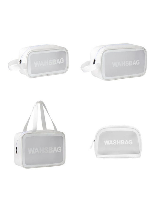 حقيبة مستحضرات تجميل شفافة للسيدات من 4 قطع أبيض - Image 1