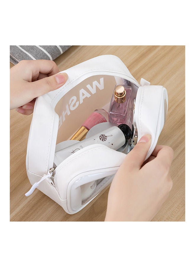 حقيبة مستحضرات تجميل شفافة للسيدات من 4 قطع أبيض - Image 2