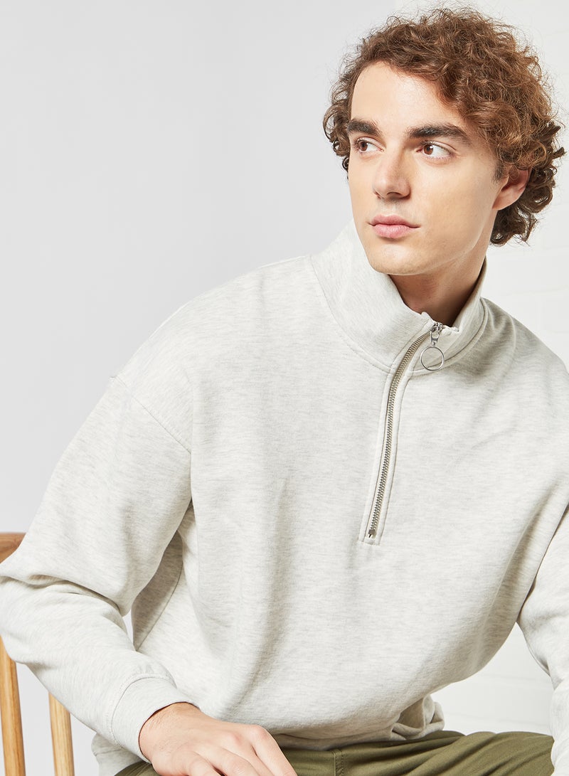 JACK & JONES - Half Zip Sweatshirt Grey - Image 1