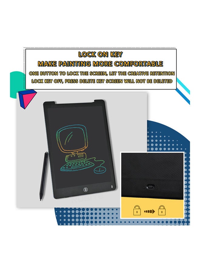 لوحة كتابة LCD ملونة بحجم 12 بوصة مع قلم للرسم وتدوين الملاحظات وترك الرسائل - Image 2