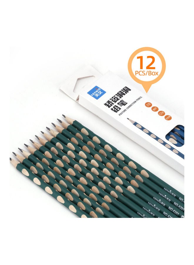Generic - 12-Piece Writing Drawing Pencils Correction Grip Posture Correction Elementary Multicolour - Image 1