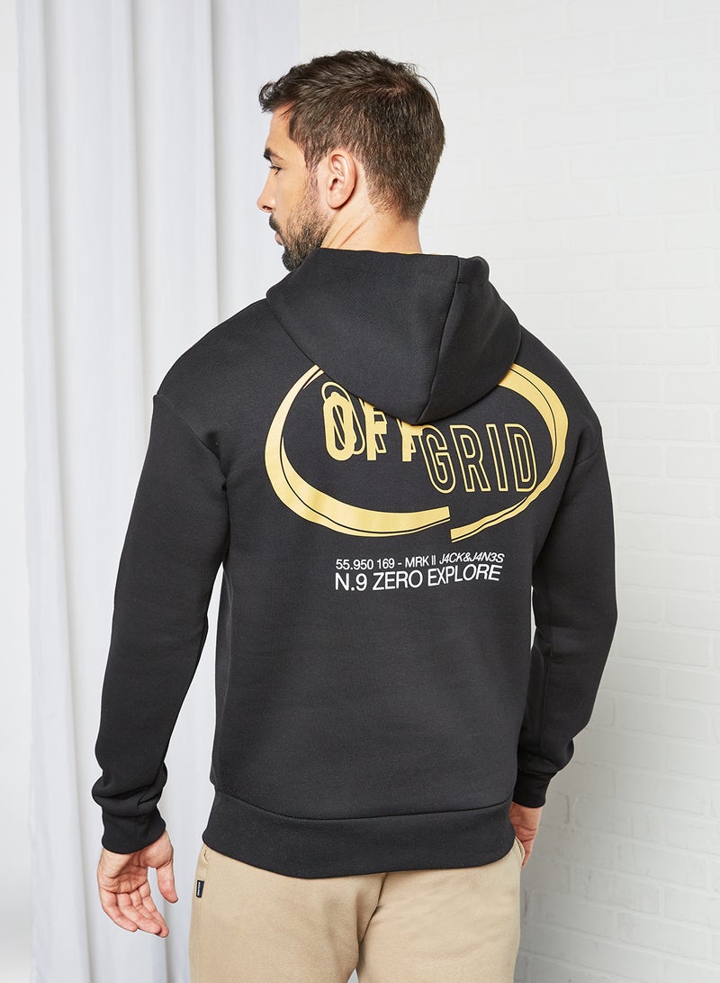 JACK & JONES - Graphic Print Hoodie Black - Image 1