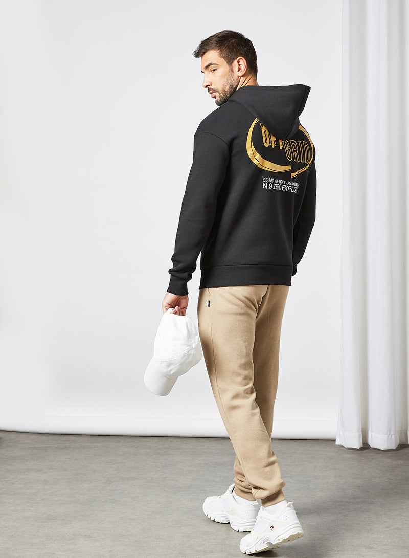 JACK & JONES - Graphic Print Hoodie Black - Image 1