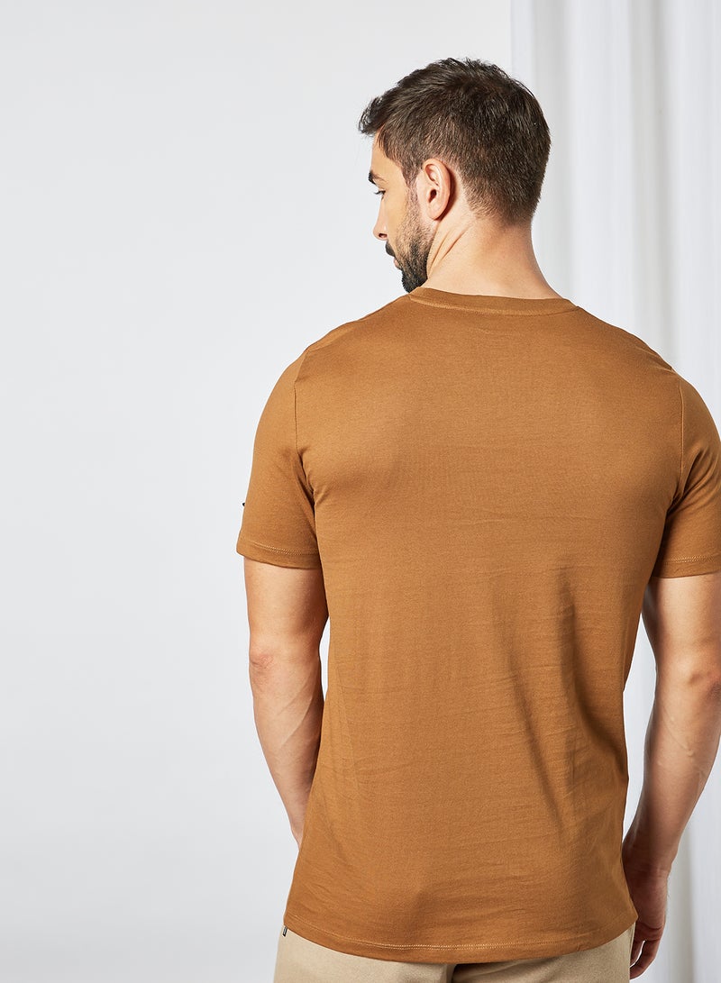 JACK & JONES - Originals Crew Neck T-Shirt Brown - Image 1