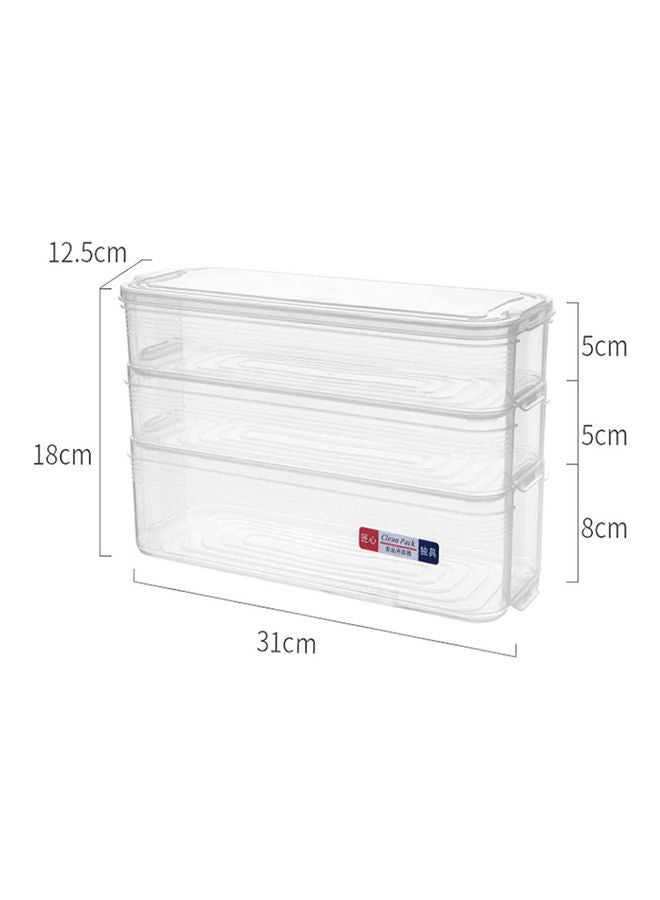 Fridge Organiser Storage Plastic Food Containers with Lid Clear 31 X 18 X 12.5cm - Image 2