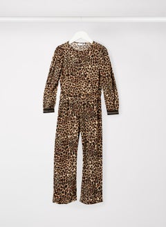 Girls Leopard Print Jumpsuit Black