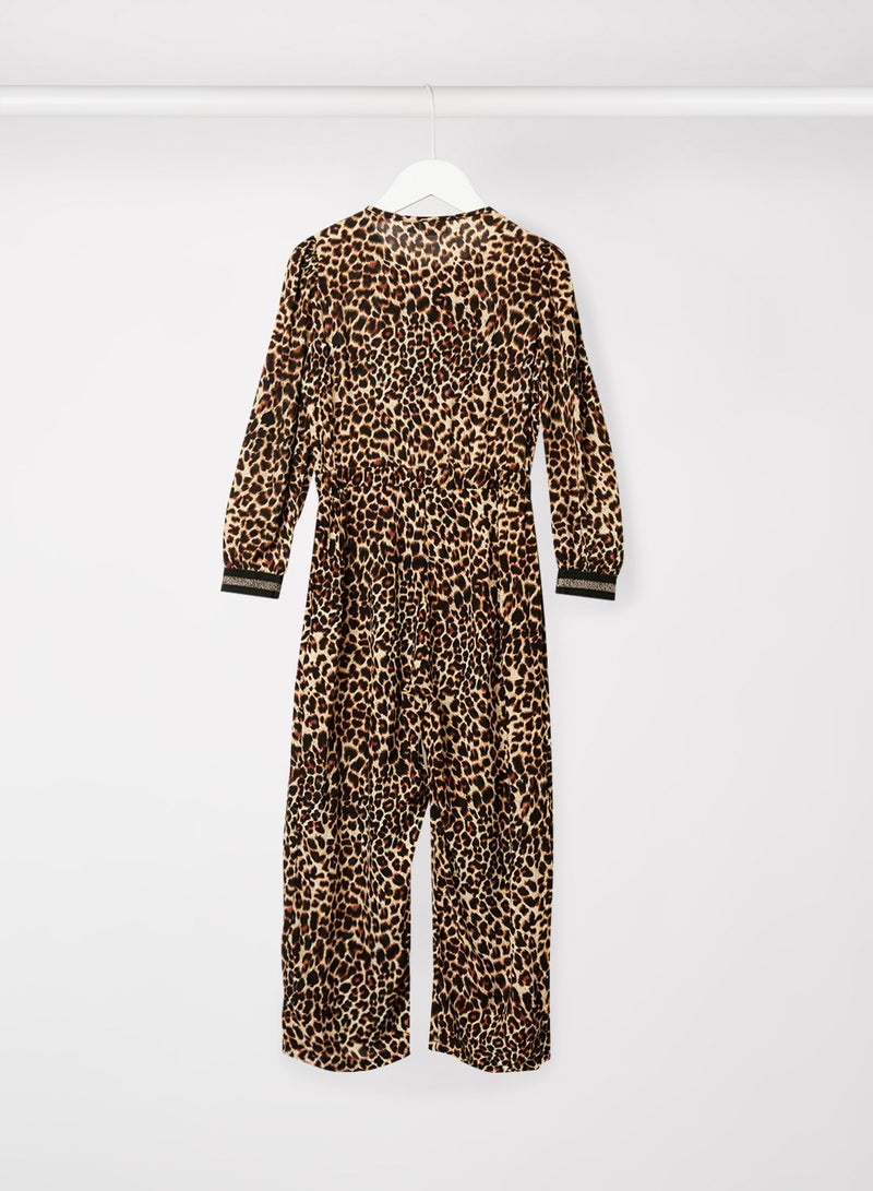 NAME IT - Girls Leopard Print Jumpsuit Black - Image 1