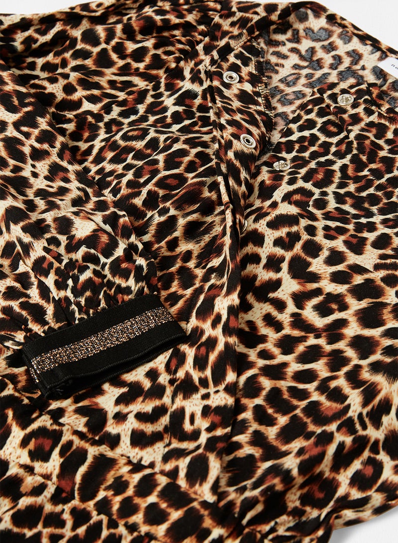 NAME IT - Girls Leopard Print Jumpsuit Black - Image 1
