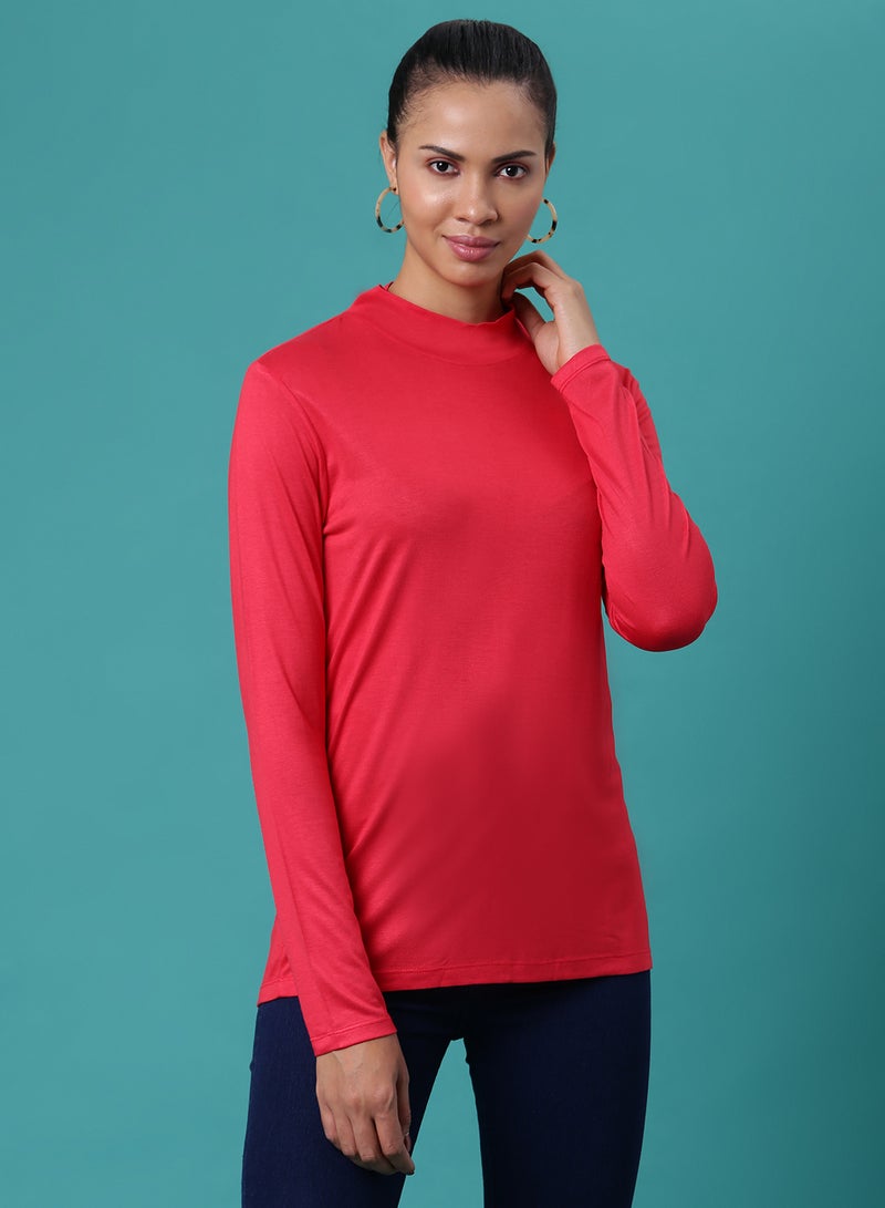 Aila Long Sleeve Stylish T-Shirt Red  - Image 1