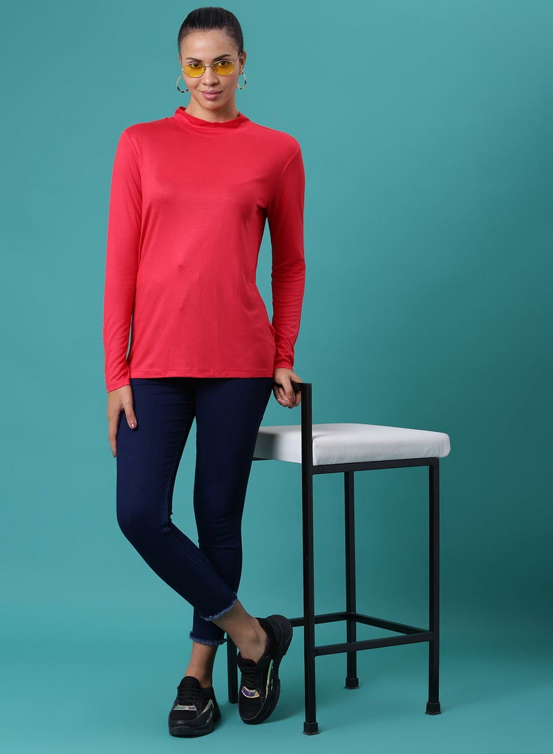 Aila Long Sleeve Stylish T-Shirt Red  - Image 3