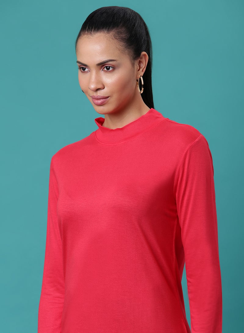 Aila Long Sleeve Stylish T-Shirt Red  - Image 4
