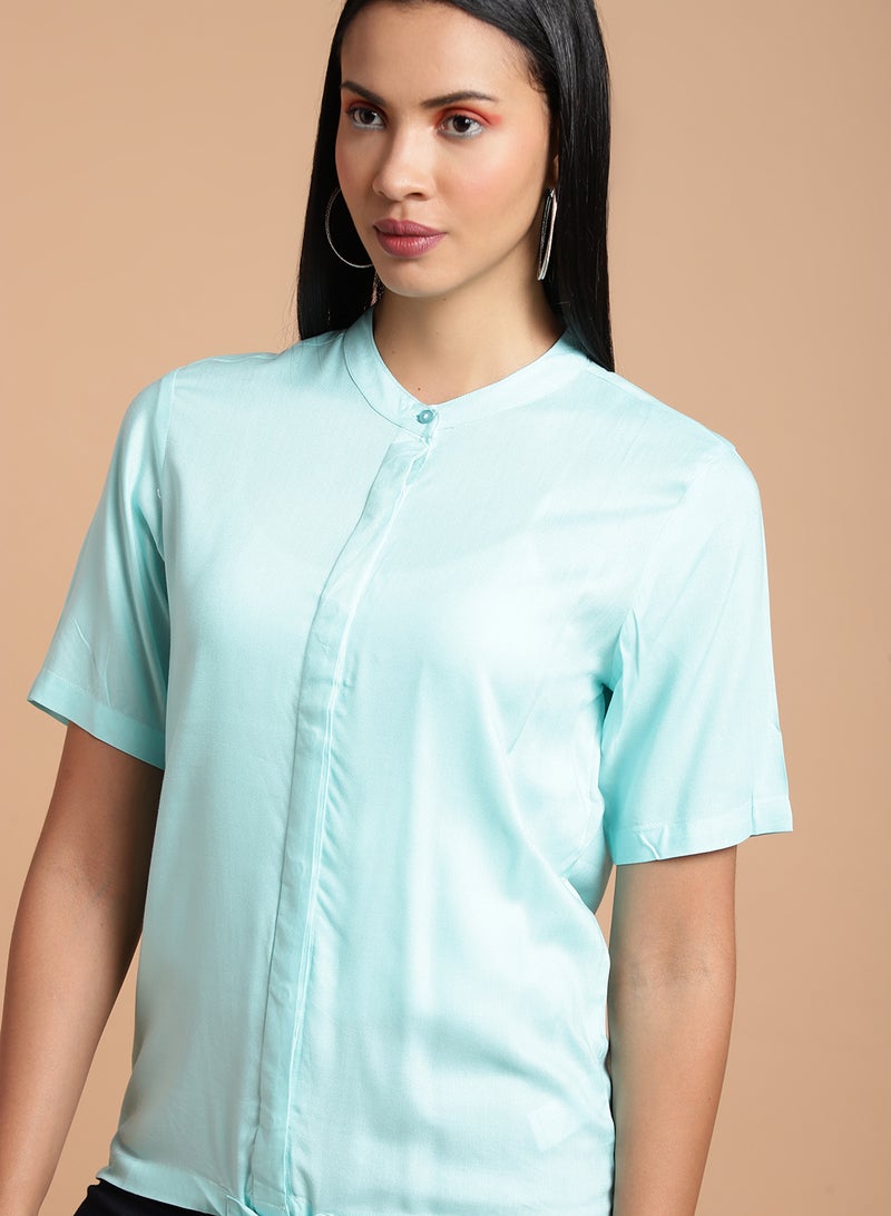 Aila Short Sleeve Front Tied Top mint green - Image 4