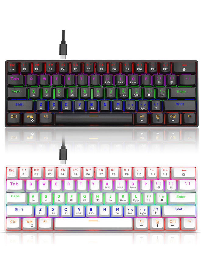 HXSJ - Three-Mode 61-Keys RGB Mechanical Keyboard White - Image 1