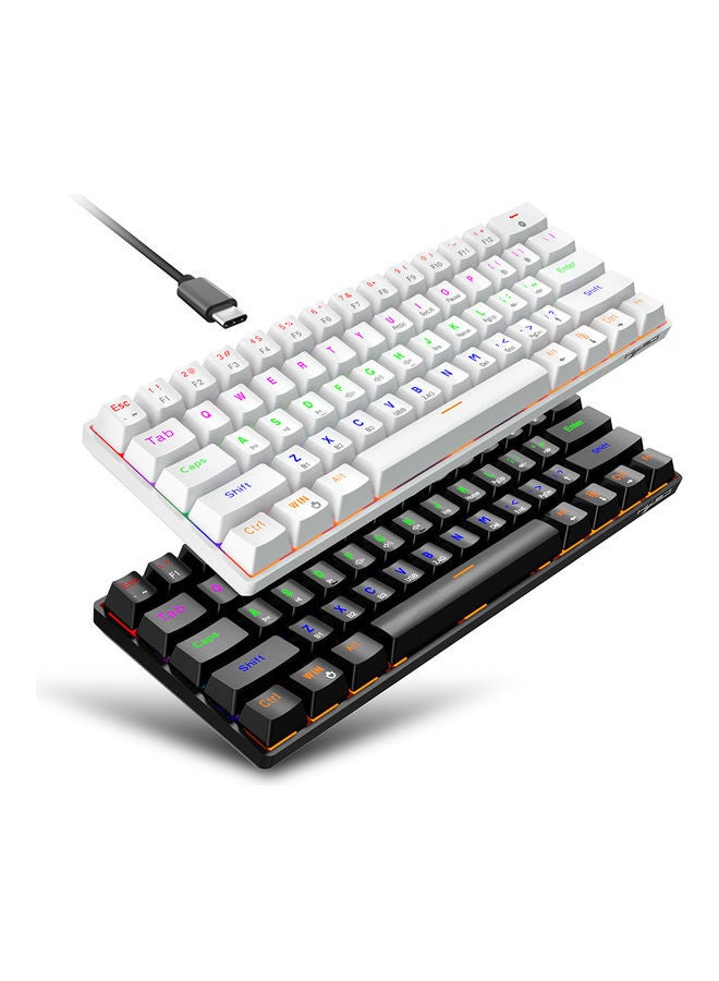 HXSJ - Three-Mode 61-Keys RGB Mechanical Keyboard White - Image 1