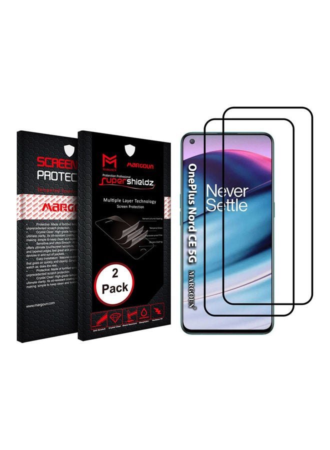 مارجون لاصقة حماية للشاشة سوبر شيلدز ثلاثية الأبعاد من الزجاج المقوى لهاتف ون بلس نورد 5G مطابق للمواصفات الأوروبية من قطعتين شفاف/ أسود - Image 2