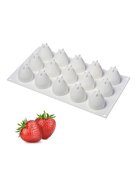 15-Cavity Strawberry Shape Cake Mold White 17x29cm