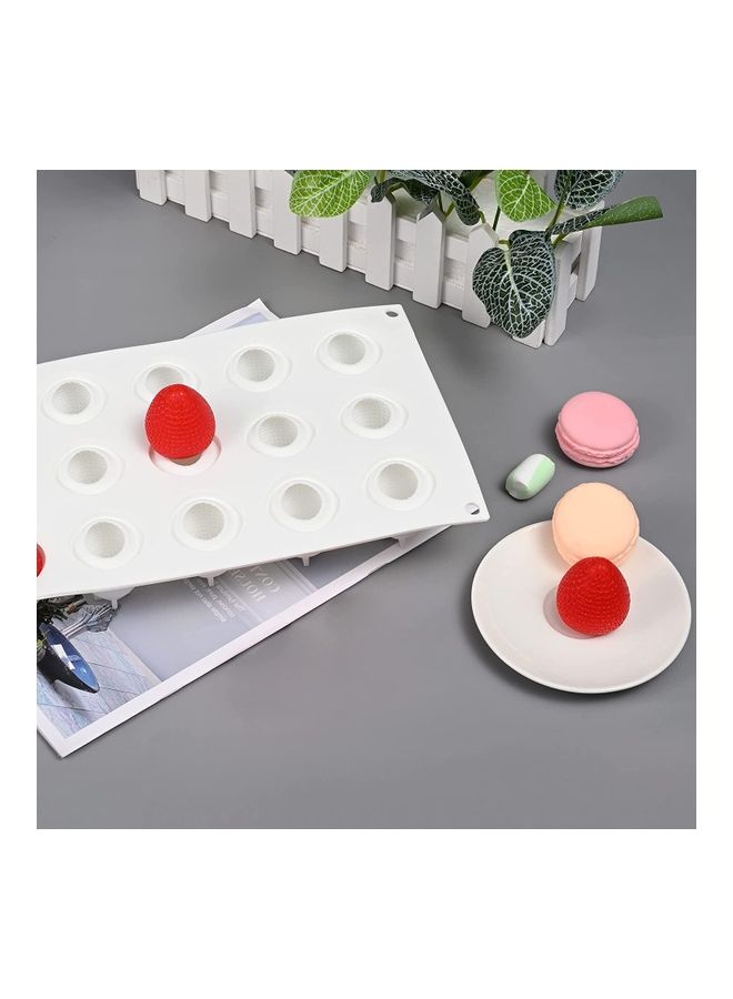 15-Cavity Strawberry Shape Cake Mold White 17x29cm