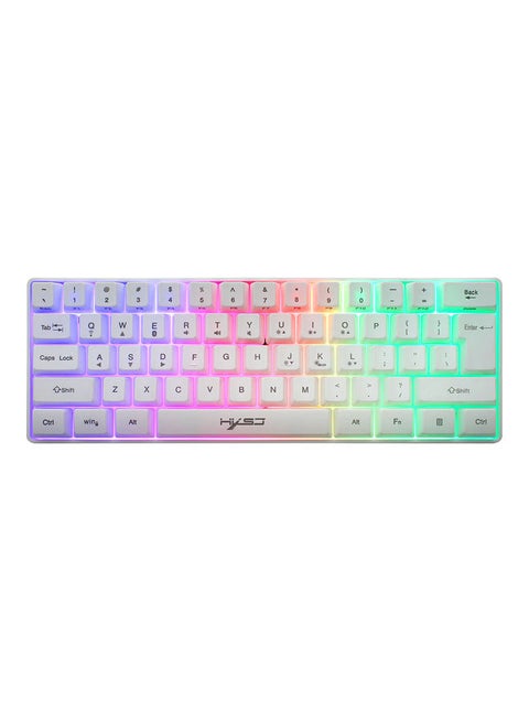 Dual-Mode 61-Key BT 5.0 RGB Backlit Keyboard With Double Shot Injection Keycaps White