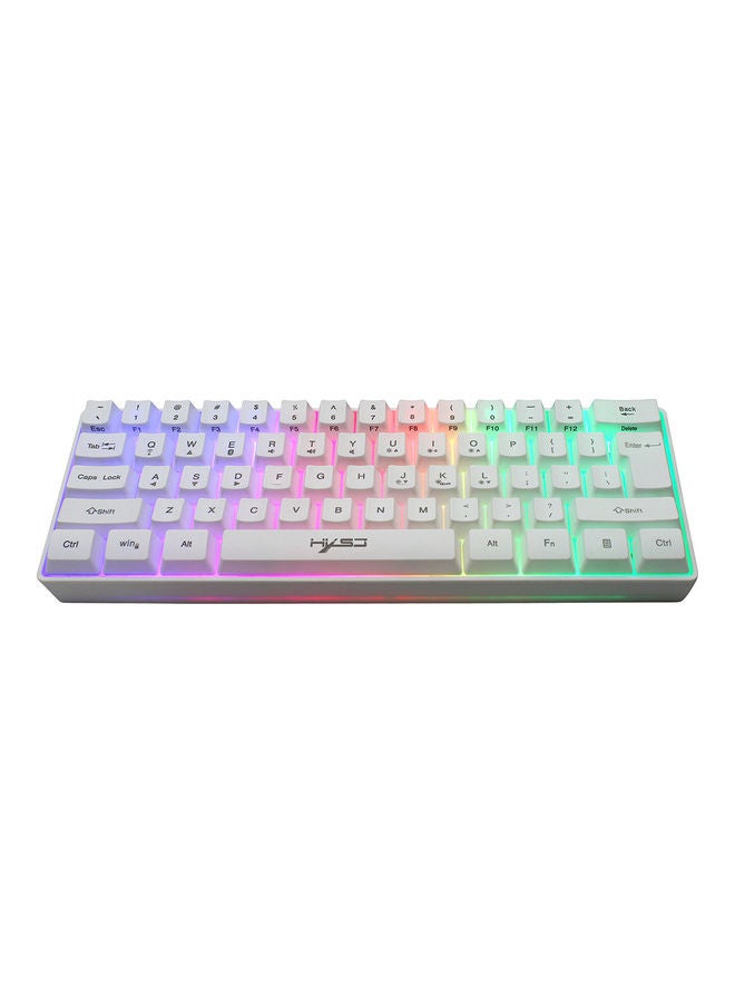 Dual-Mode 61-Key BT 5.0 RGB Backlit Keyboard With Double Shot Injection Keycaps White