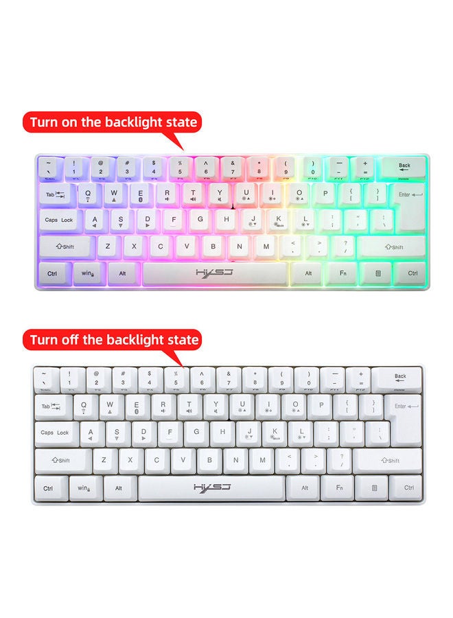 Dual-Mode 61-Key BT 5.0 RGB Backlit Keyboard With Double Shot Injection Keycaps White