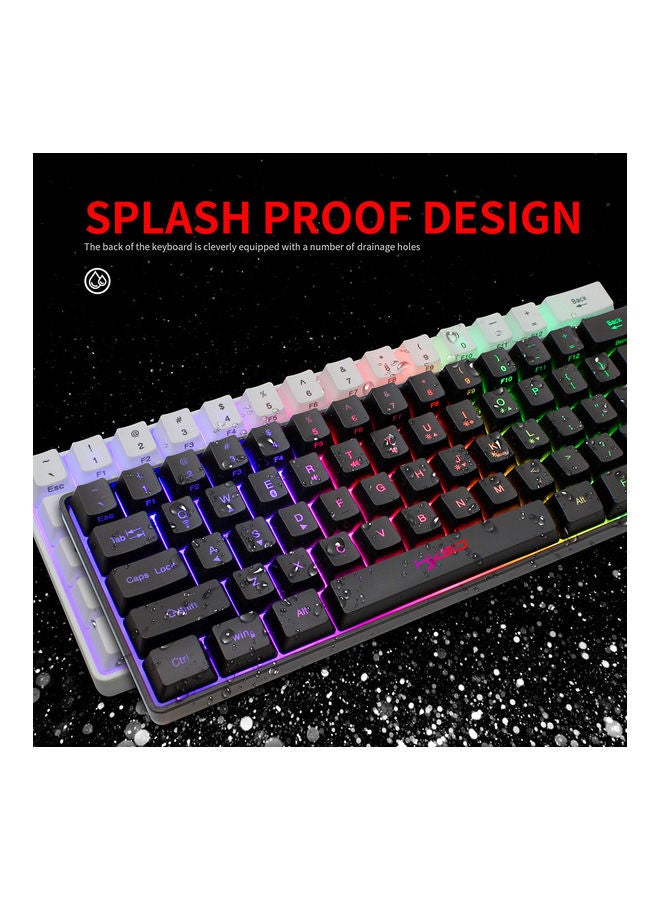 Dual-Mode 61-Key BT 5.0 RGB Backlit Keyboard With Double Shot Injection Keycaps White