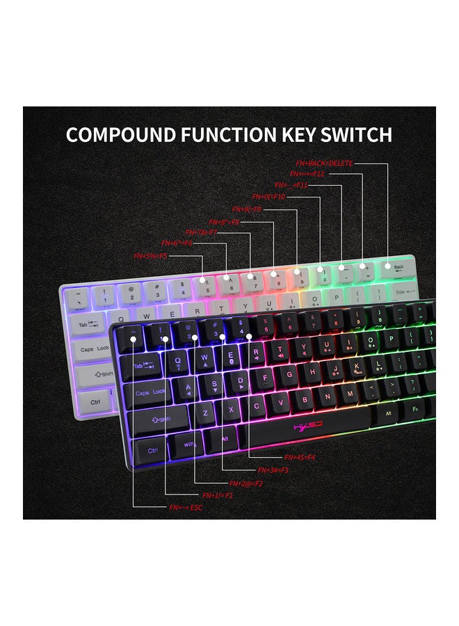 HXSJ Dual-Mode 61-Key BT 5.0 RGB Backlit Keyboard With Double Shot Injection Keycaps Black  - Image 4