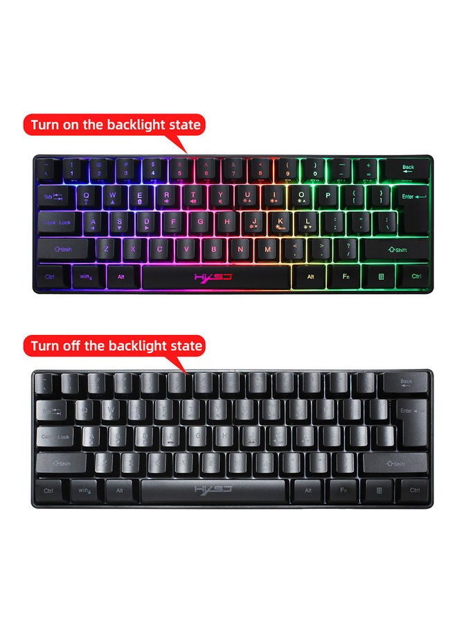 HXSJ Dual-Mode 61-Key BT 5.0 RGB Backlit Keyboard With Double Shot Injection Keycaps Black  - Image 5