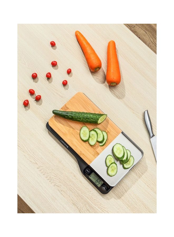LAWAZIM Kitchen Scale With Removable Chopping Board 50001 Silver/Brown/Black  - Image 3