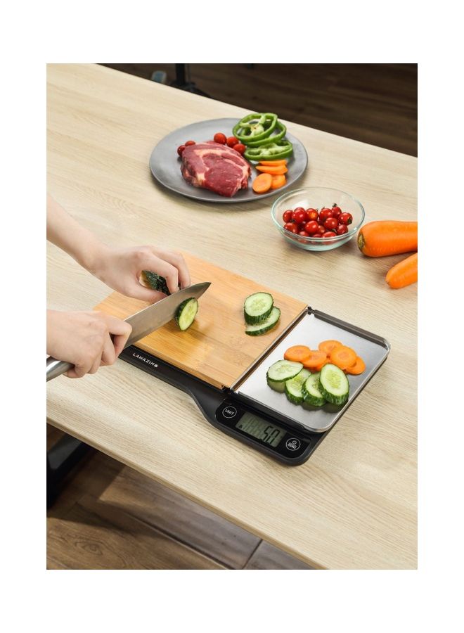 LAWAZIM Kitchen Scale With Removable Chopping Board 50001 Silver/Brown/Black  - Image 5