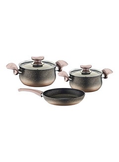 5-Pieces Granitec Cookware Set Includes Deep Casserole With Lid 20 cm, Deep Casserole With Lid 20 cm, Fry Pan 24 cm Copper/Grey