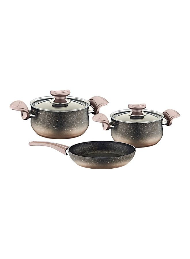 OMS - 5-Pieces Granitec Cookware Set Includes Deep Casserole With Lid 20 cm, Deep Casserole With Lid 20 cm, Fry Pan 24 cm Copper/Grey - Image 1