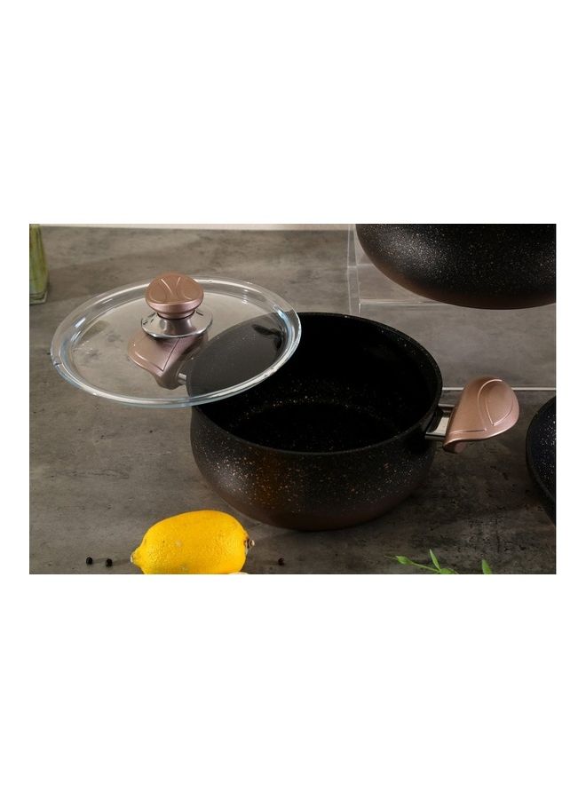 OMS - 5-Pieces Granitec Cookware Set Includes Deep Casserole With Lid 20 cm, Deep Casserole With Lid 20 cm, Fry Pan 24 cm Copper/Grey - Image 1