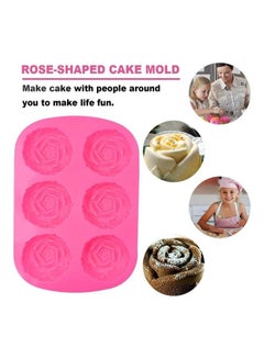 XiuWoo 3-Pack 6-Cavity Rose Shaped Silicone Baking Mold Pink 9.64 x 6.41 x 2.95inch  - Image 4