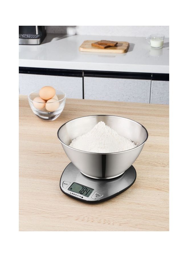 LAWAZIM Electronic Kitchen Scale With Bowl 50013 Silver  - Image 4