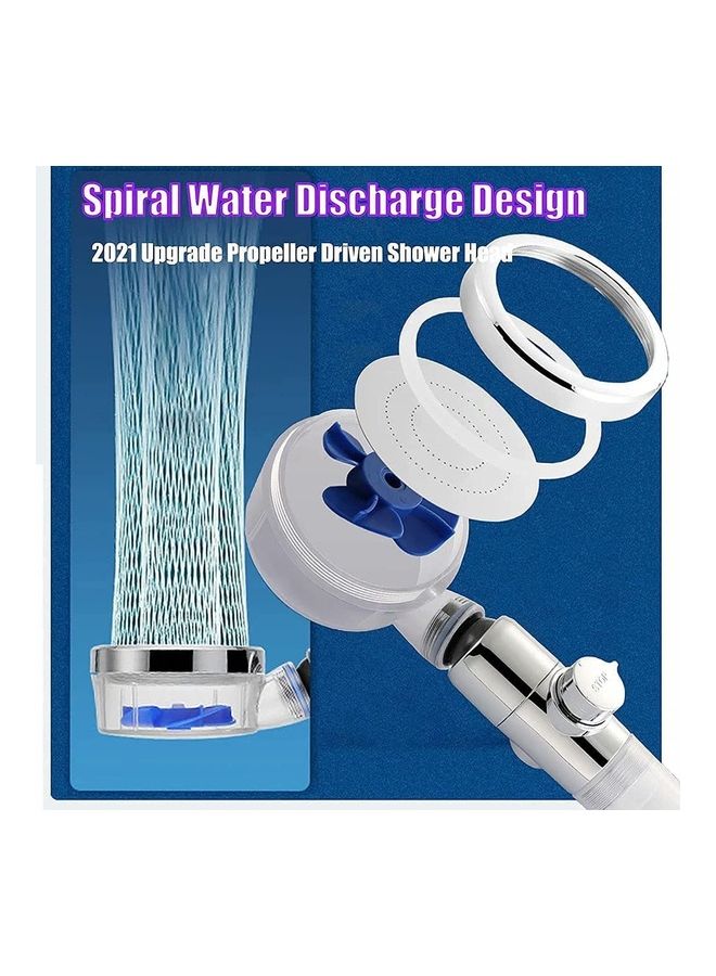 Handheld Turbocharged Pressure Shower-Propeller Driven Turbo Charged Spinning Head with Filter and Pause Switch-Easy Install 366 Degrees Rotating Gold/Silver 10.23 x 1.5inch