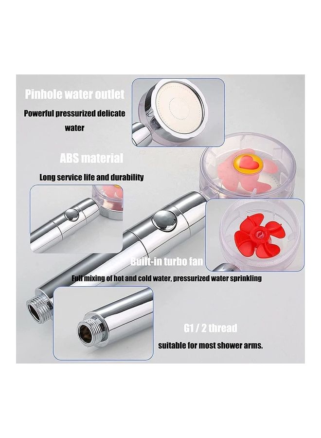 Handheld Turbocharged Pressure Shower-Propeller Driven Turbo Charged Spinning Head with Filter and Pause Switch-Easy Install 366 Degrees Rotating Gold/Silver 10.23 x 1.5inch