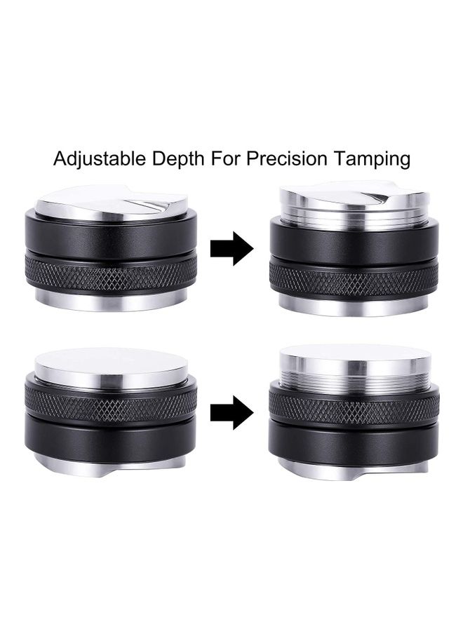 XiuWoo Dual Head Coffee Distributor 2 In 1 Leveler and Tamper Silver/Black 53mm - Image 2