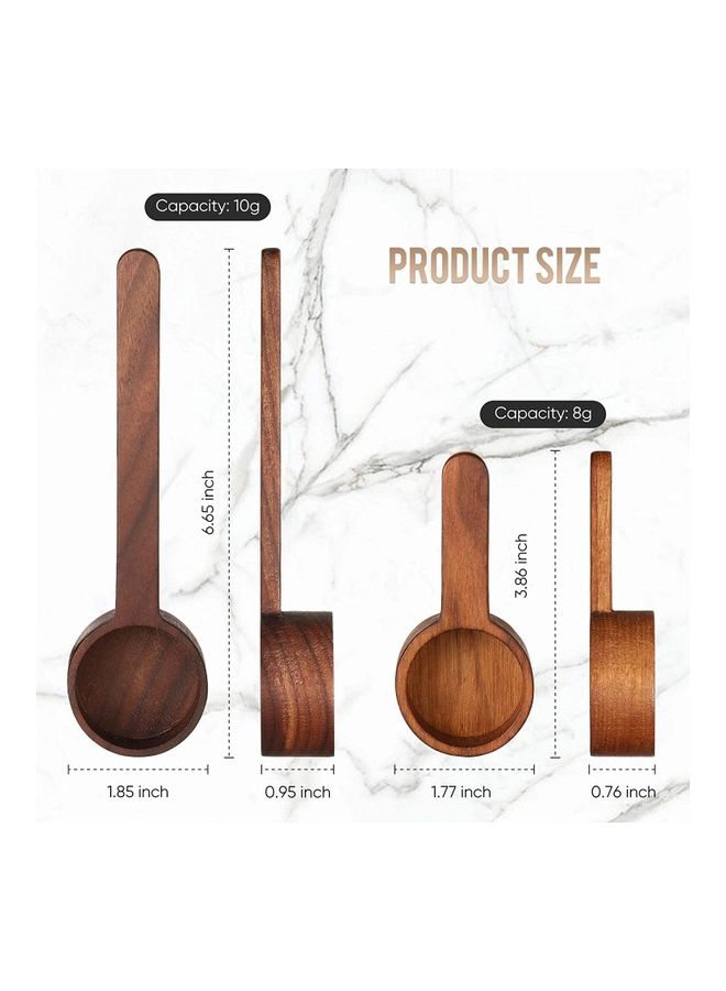 XiuWoo 2-Piece Wooden Measuring Coffee Scoop Set Brown  - Image 3