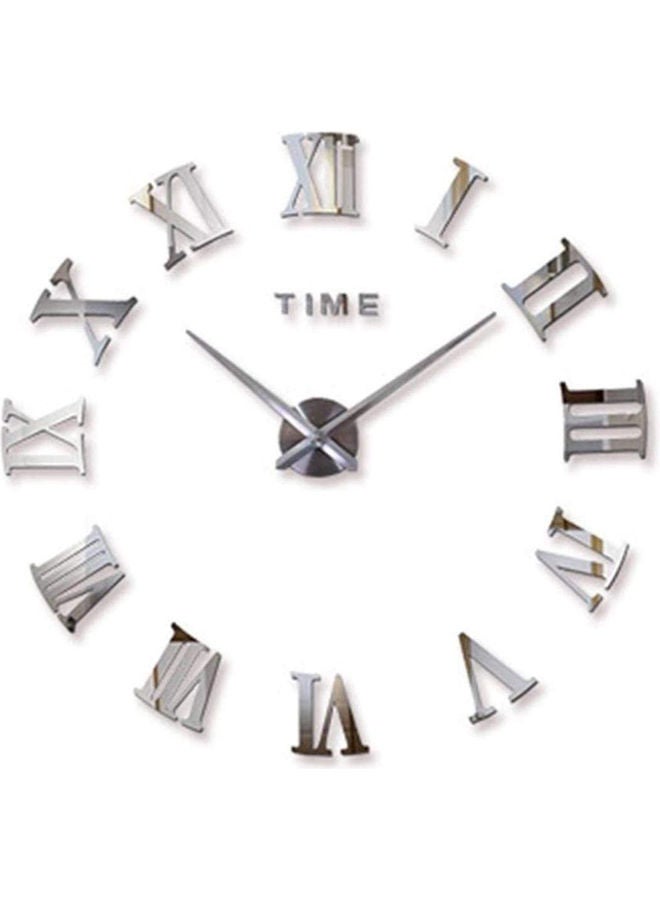 3D Wall Clock with Mirror Stickers For Home Decoration Silver 120x120x3cm