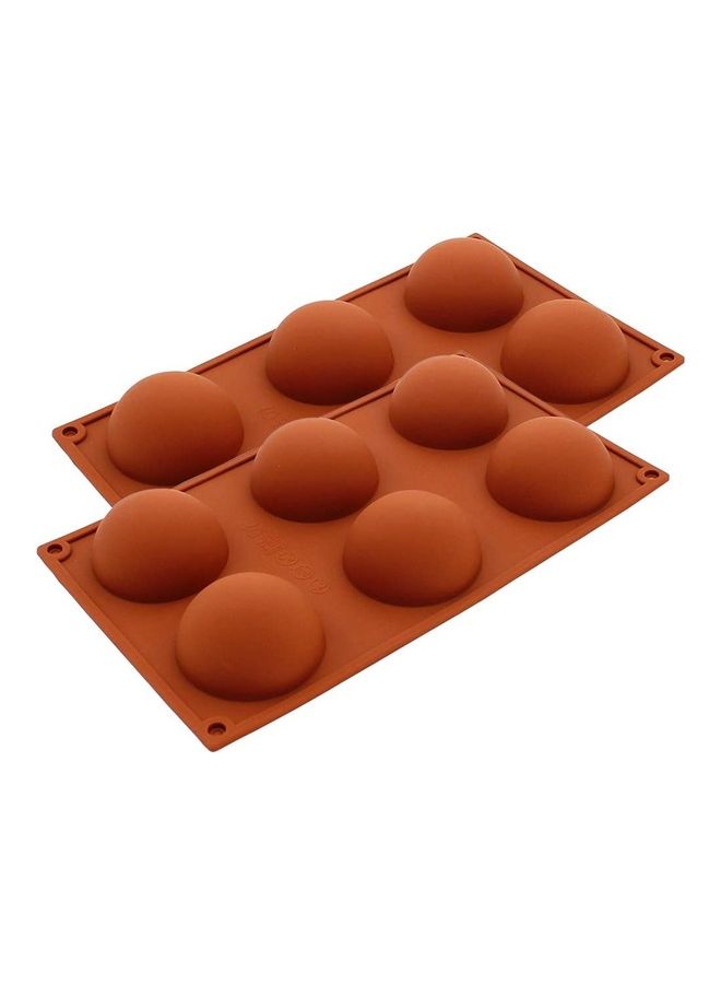 XiuWoo 2-Pack 6 Cavities Large Half Circle Silicone Delicate Chocolate Desserts Making Mold Brown 29.5 x 17.5cm  - Image 1
