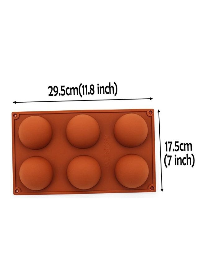 XiuWoo 2-Pack 6 Cavities Large Half Circle Silicone Delicate Chocolate Desserts Making Mold Brown 29.5 x 17.5cm  - Image 2