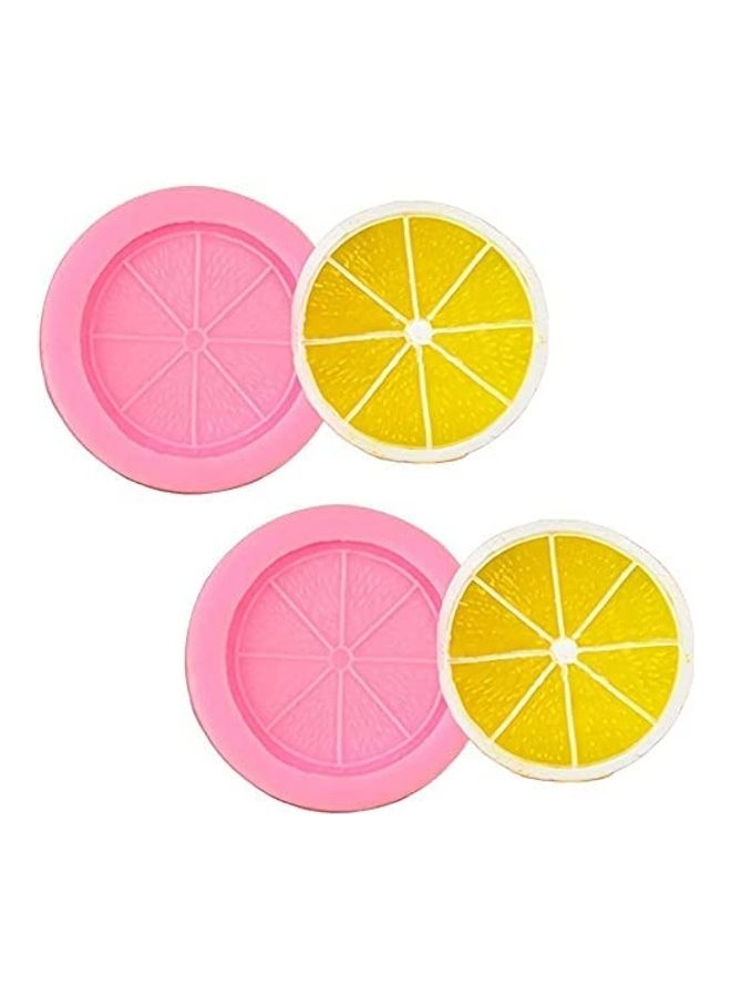 XiuWoo 2-Pack Lemon Slice Orange Fruit Piece Silicone Mold Pink 6 x 4.5cm - Image 1