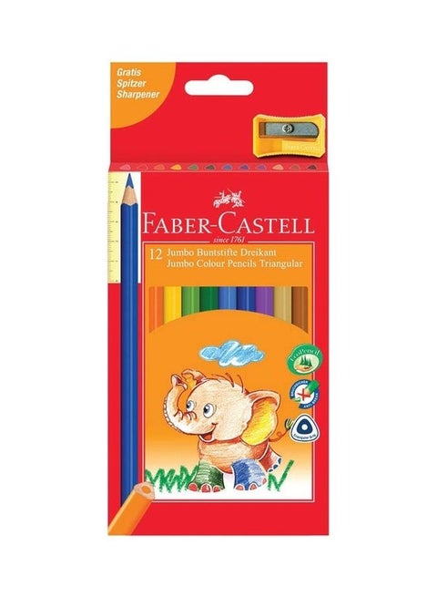 12-Piece Jumbo Triangular Colour Pencil Set Multicolour