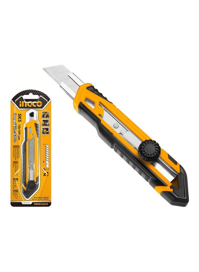 INGCO Snap-Off Blade Knife Yellow/Black/Silver - Image 2