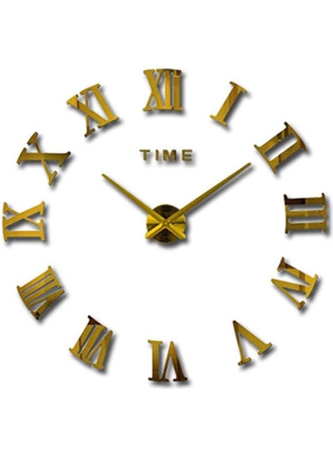 3D Wall Clock with Mirror Stickers For Home Decoration Gold 60x60x3cm