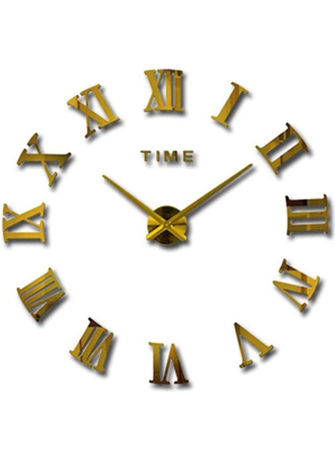 3D Wall Clock with Mirror Stickers For Home Decoration Gold 60x60x3cm