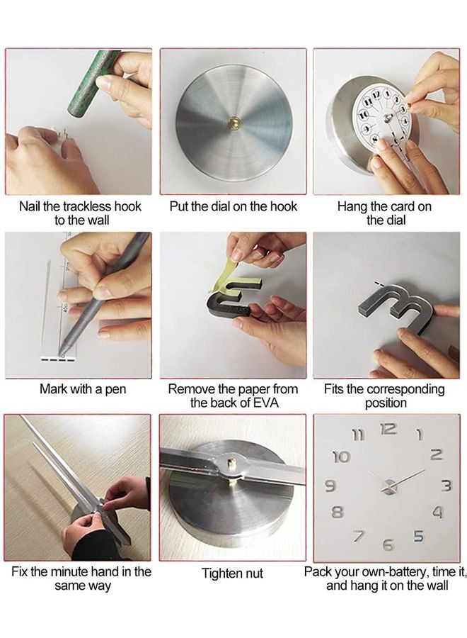 3D Wall Clock with Mirror Stickers For Home Decoration Gold 60x60x3cm